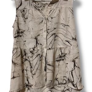 Madison Tan Sleeveless Graphic Blouse